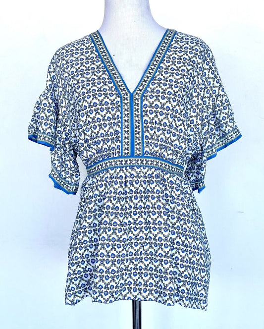Max Studio Belted V Neck  Blouse Size S Retails $88 Price $44 NWT