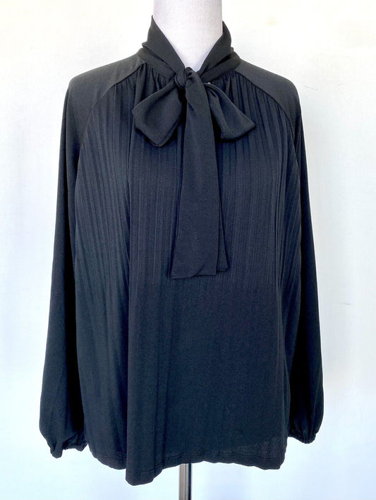 Cable And Gauge black Tie neck blouse. LS Price $49 Size XS New With Tags