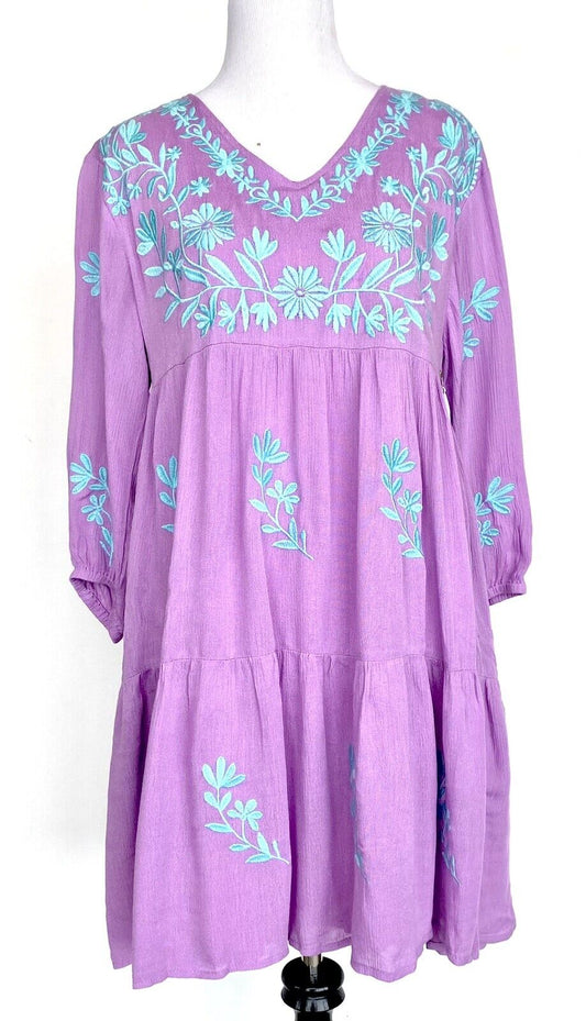J Marie embroidered Madeline Dress size XS Retail $106 Price $65 Lilac Blue